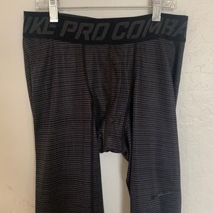 Black Striped Nike Pro Combat Compression Pants Size Large
